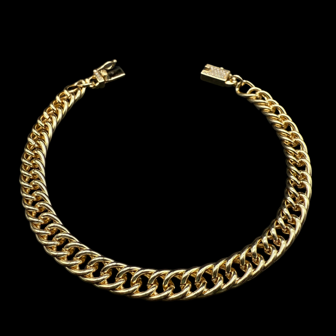 Pulsera Doble Cubana Oro – 7 mm – Silver Ice 03