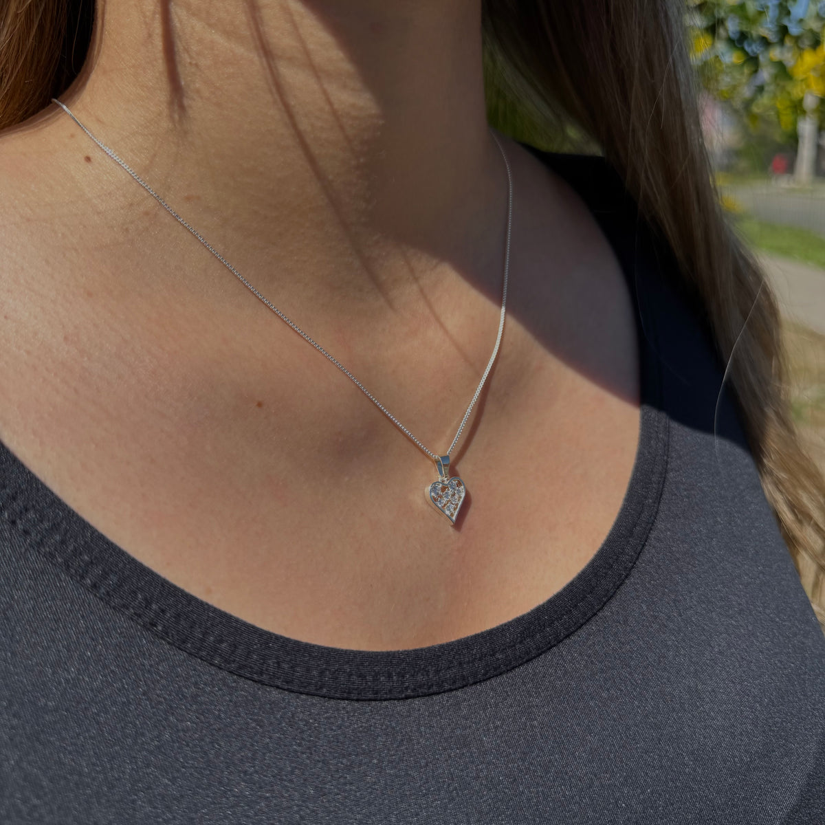 Collar Corazón Floral Plata 925