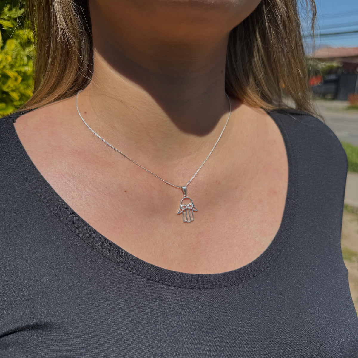 Collar Hamsa Infinito Plata 925