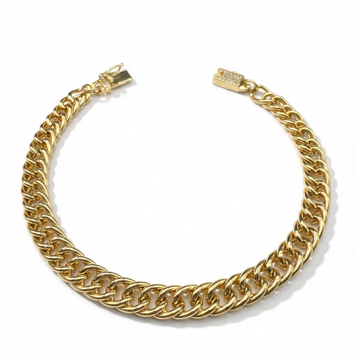 Pulsera Doble Cubana Oro – 7 mm – Silver Ice 01