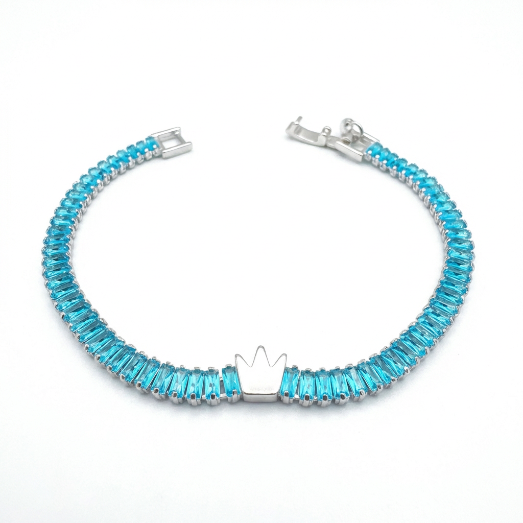 Pulsera Tennis Corona Celeste 4mm – Silver Ice 01