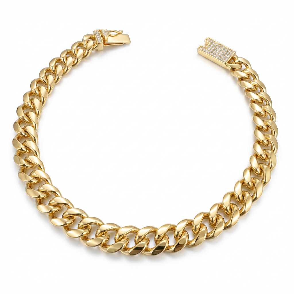 Pulsera Cubana Oro – 8 mm – Silver Ice 01