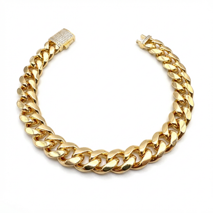 Pulsera Cubana Oro – 9 mm – Silver Ice 03