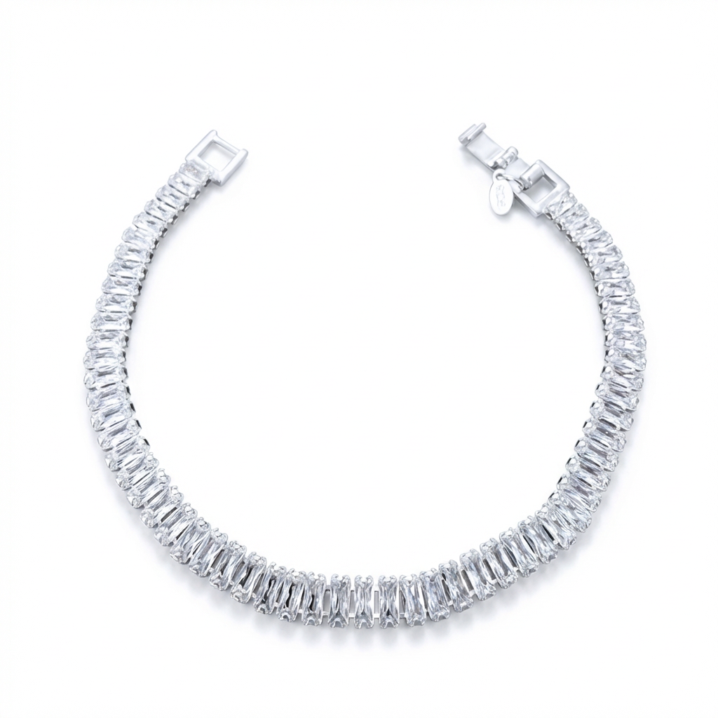 Pulsera Tennis Rectangular 6mm – Silver Ice 01