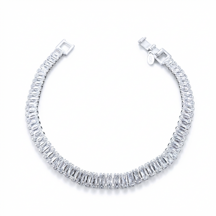 Pulsera Tennis Rectangular 6mm – Silver Ice 01