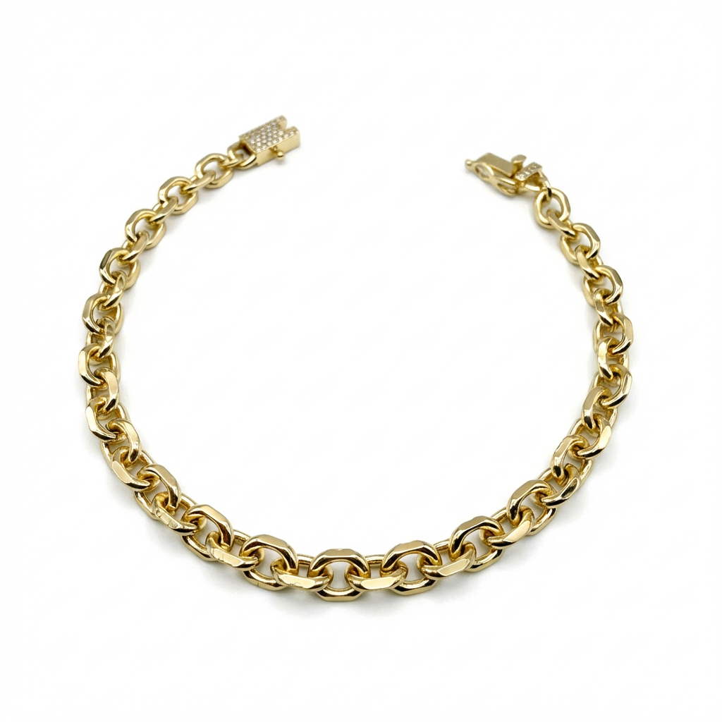 Pulsera Rolo Limada Oro – 5 mm – Silver Ice 01