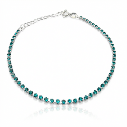 Pulsera Tennis con Circones Turquesa 2mm – Silver Ice 01