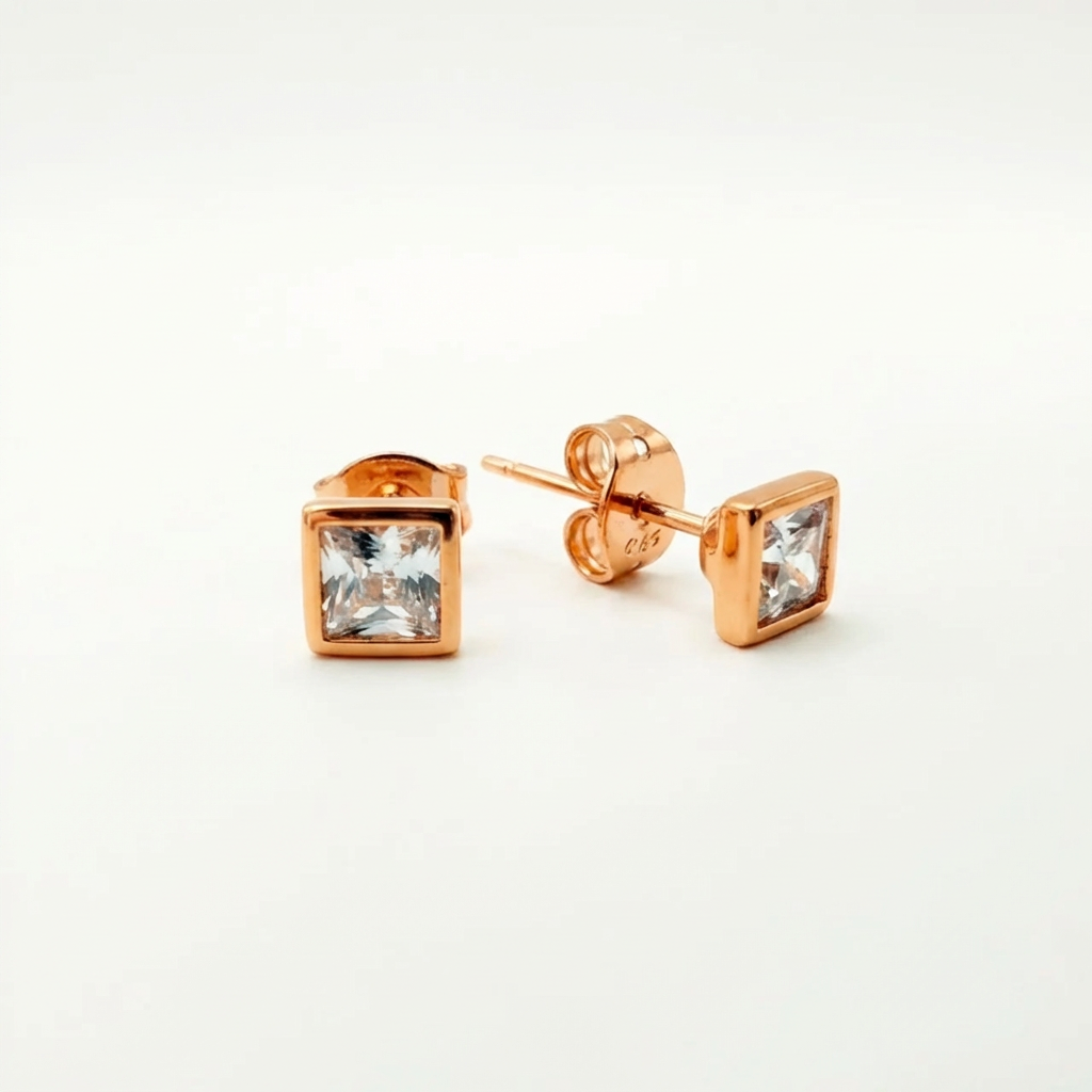 Aros Cuadro Lumi - Oro Rosa – Silver Ice 03