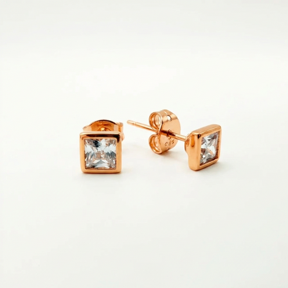 Aros Cuadro Lumi - Oro Rosa – Silver Ice 03