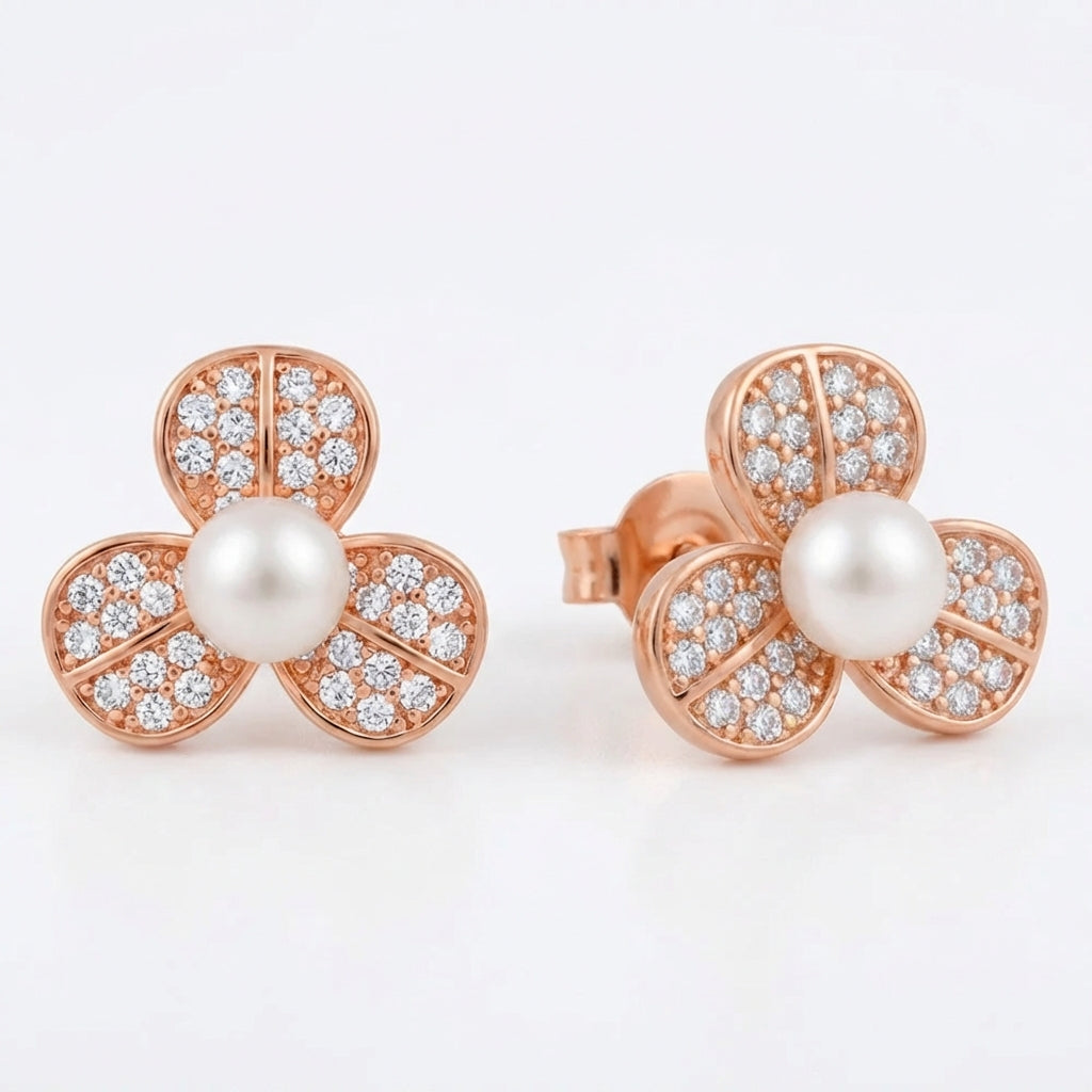 Aros Perla Blossom - Oro Rosa – Silver Ice 02