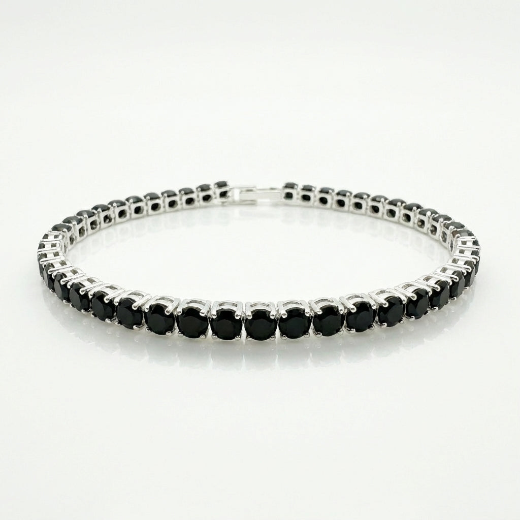 Pulsera Tennis con Circones Negros Plata 925 - 2mm – Silver Ice 02