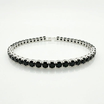 Pulsera Tennis con Circones Negros Plata 925 - 2mm – Silver Ice 02