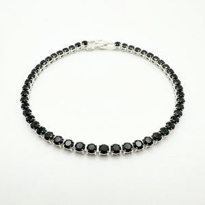 Pulsera Tennis con Circones  negros Plata 925 - 2mm