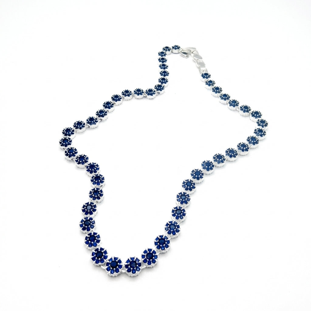 Collar Glam Circones Azules Plata 925 – Silver Ice 03