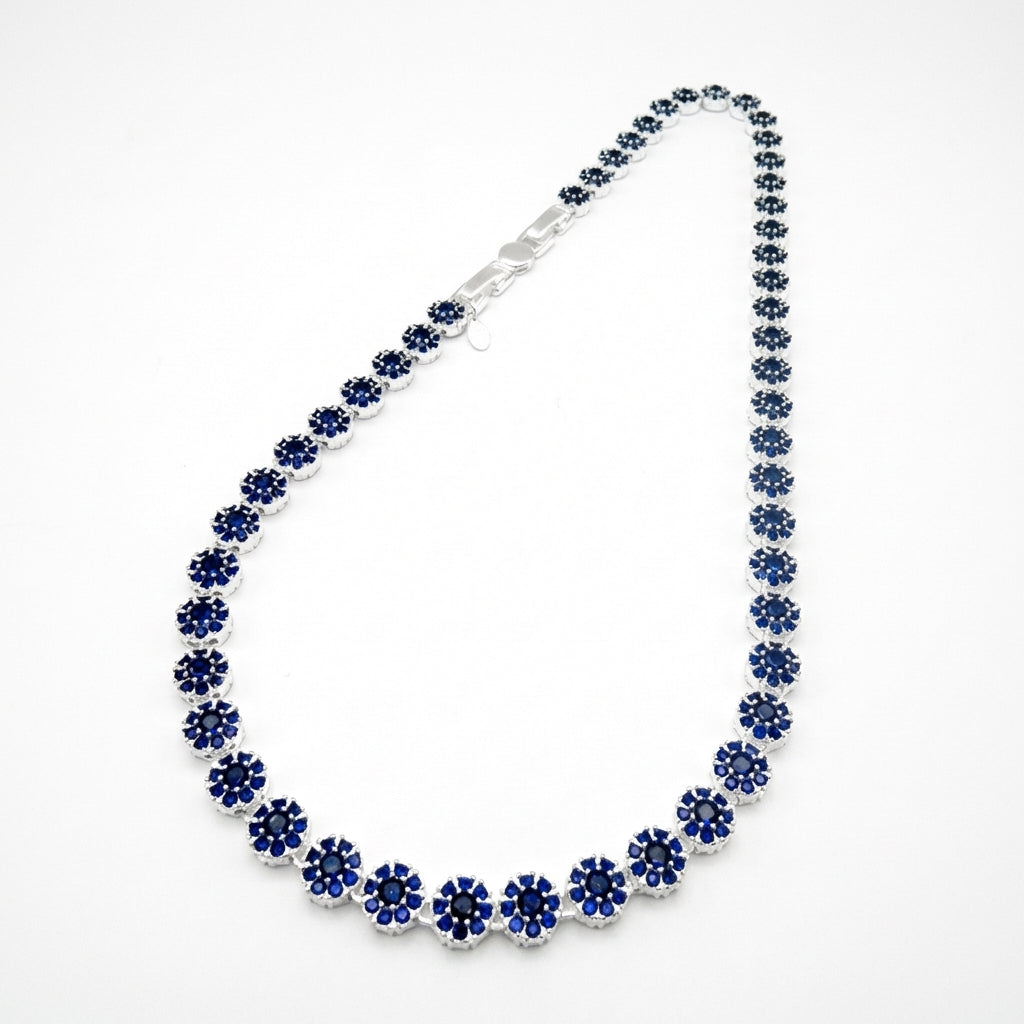 Collar Glam Circones Azules Plata 925 – Silver Ice 01