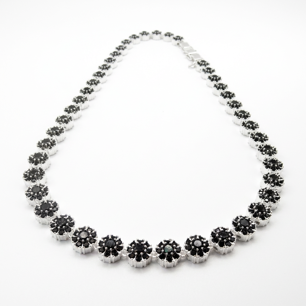 Collar Glam Circones Negros Plata 925 – Silver Ice 03