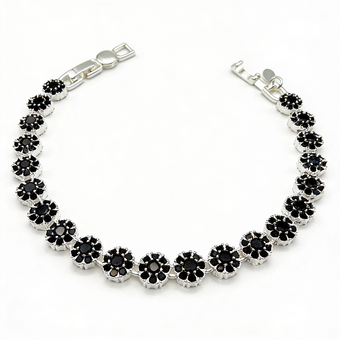 Pulsera Glam Circones Negros Plata 925 – Silver Ice 01
