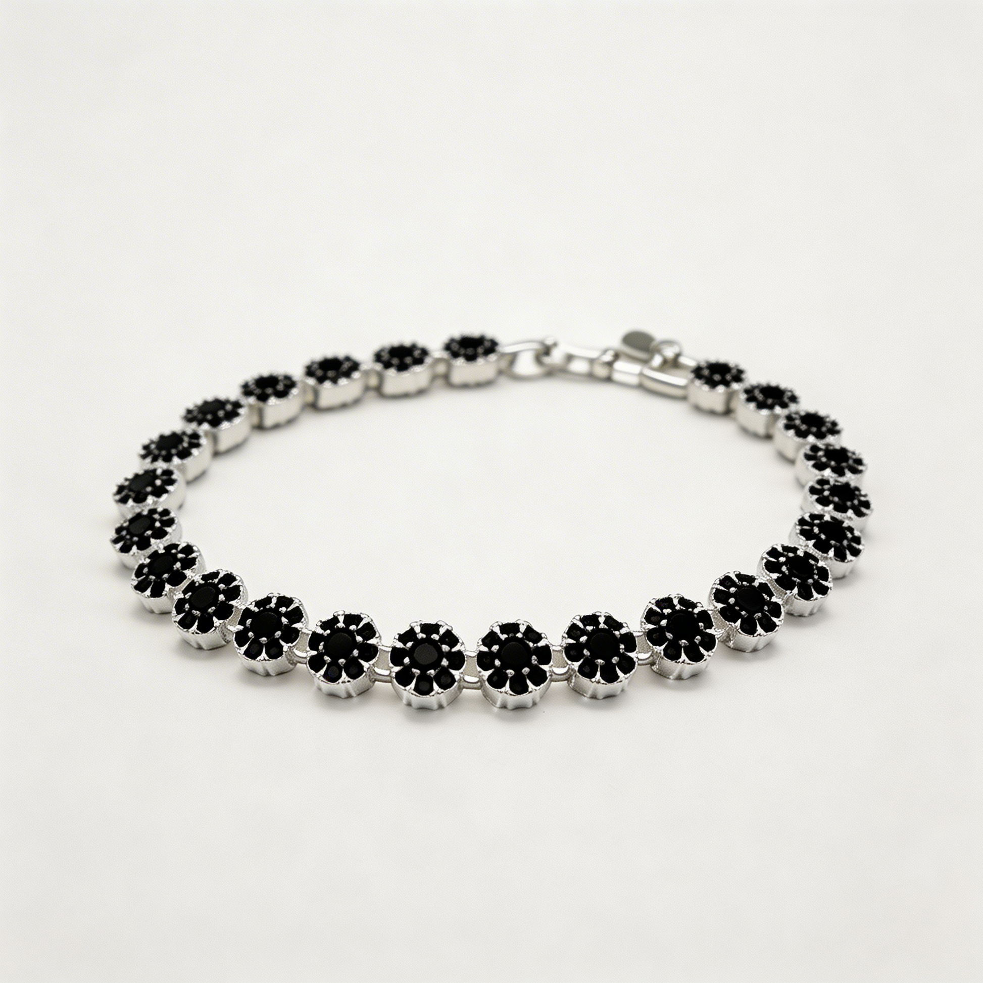 Pulsera Glam Circones Negros Plata 925 – Silver Ice 02