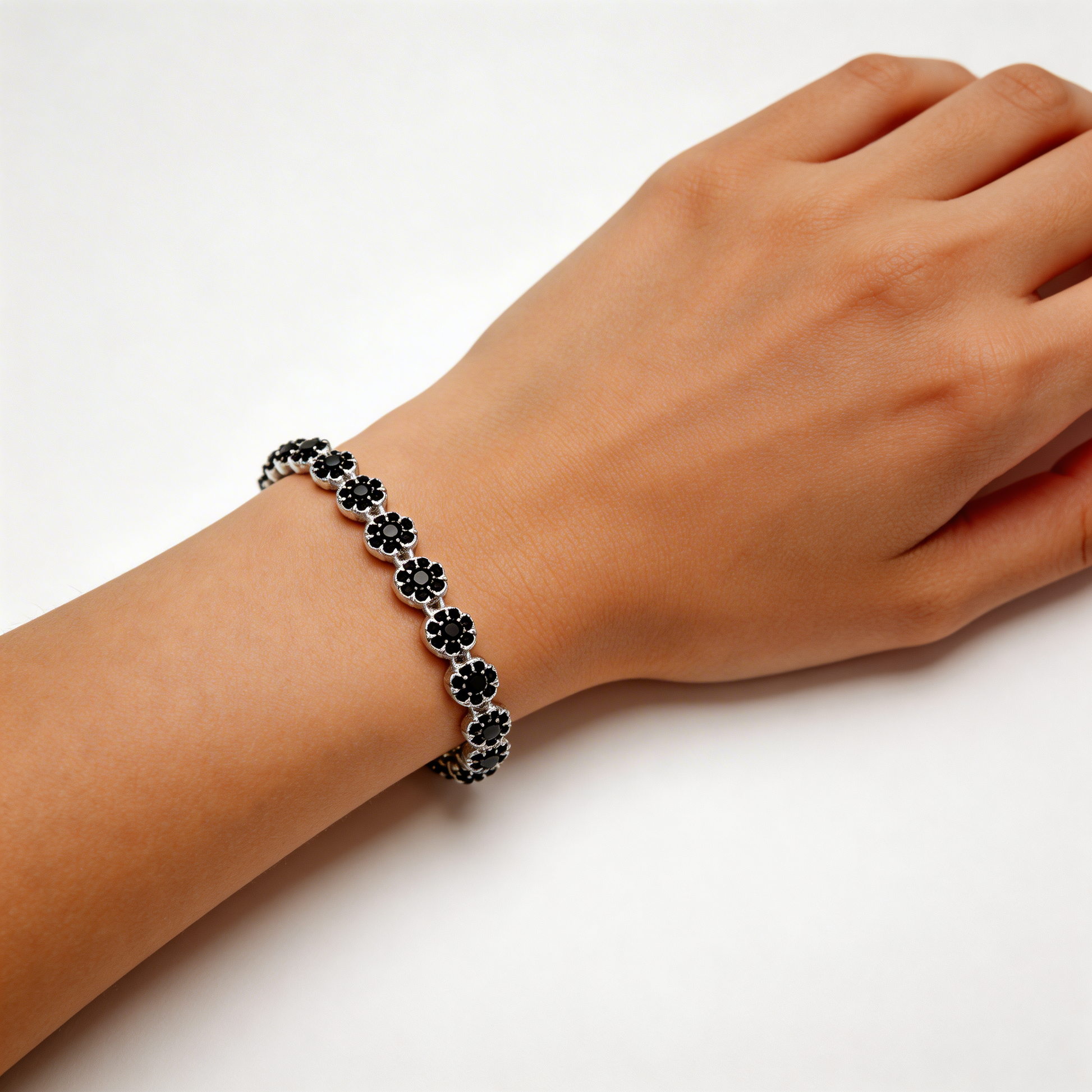 Pulsera Glam Circones Negros Plata 925 – Silver Ice 04