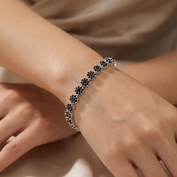 Pulsera Glam Circones Negros Plata 925 – Silver Ice 03