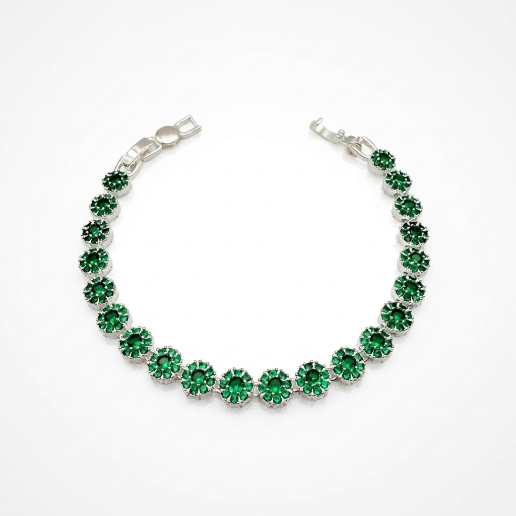 Pulsera Glam Circones Verdes Plata 925 – Silver Ice 01