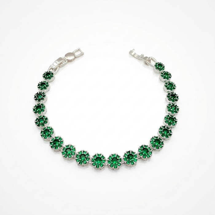 Pulsera Glam Circones Verdes Plata 925 – Silver Ice 01