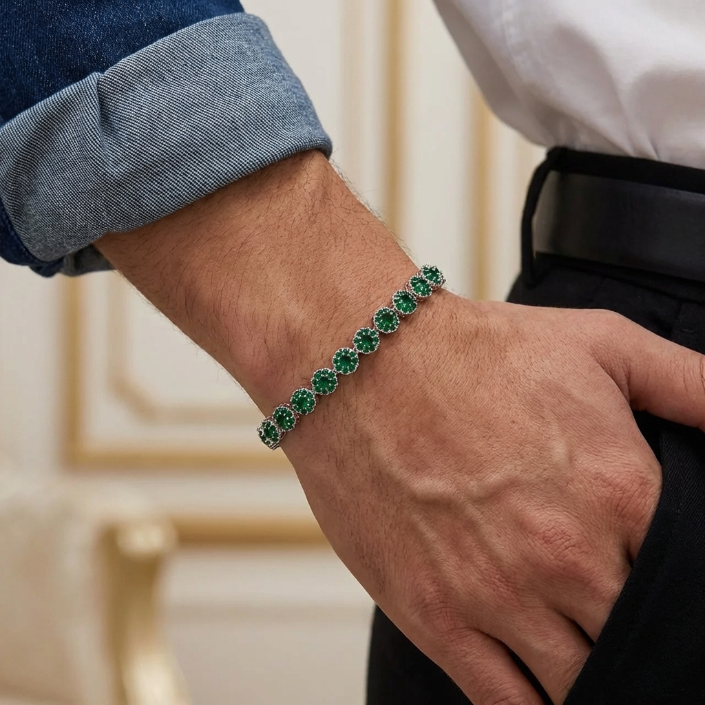 Pulsera Glam Circones Verdes Plata 925 – Silver Ice 06