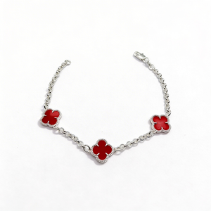 Pulsera Van Cleef Rojo Plata 925