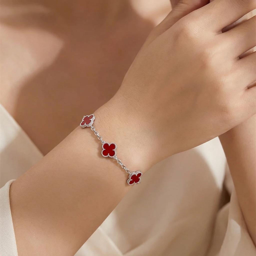 Pulsera Van Cleef Rojo Plata 925 – Silver Ice 03