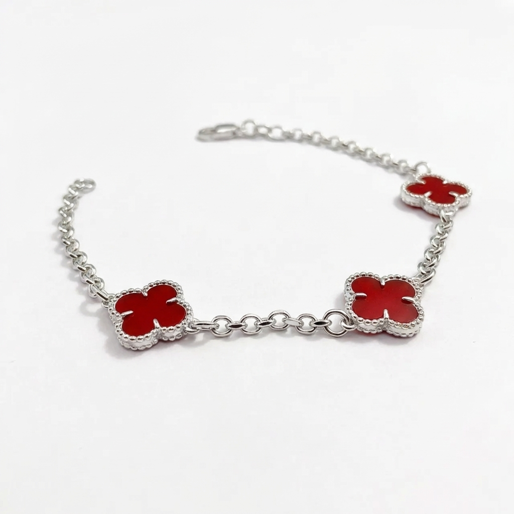 Pulsera Van Cleef Rojo Plata 925 – Silver Ice 02