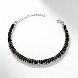 Pulsera Tennis Black Plata 925 - 4 mm ajustable