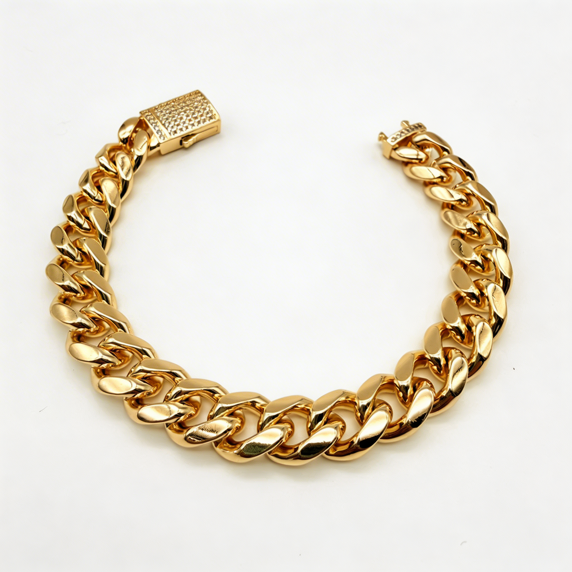 Pulsera Cubana Oro Goldfilled – 12 mm – Silver Ice 01