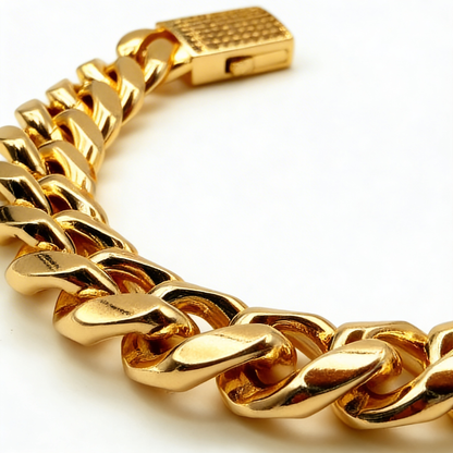 Pulsera Cubana Oro Goldfilled – 12 mm – Silver Ice 04