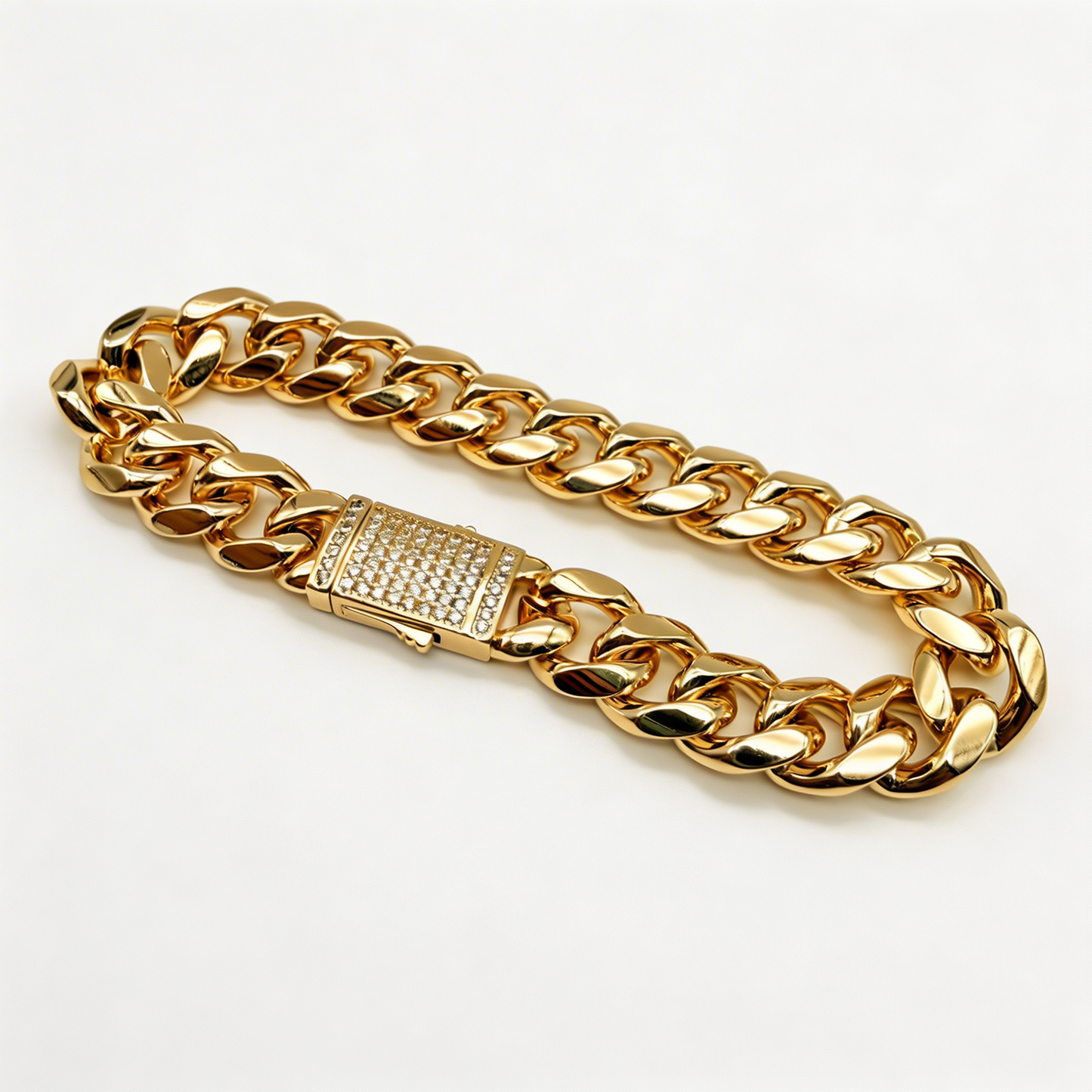 Pulsera Cubana Oro Goldfilled – 12 mm – Silver Ice 02