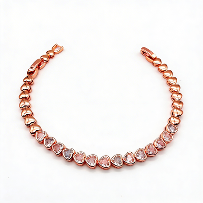 Pulsera Ice Hearts Oro Goldfilled Rosa – 5mm – Silver Ice 01