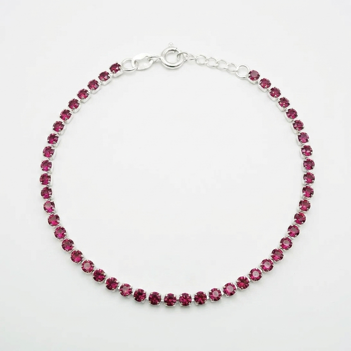 Pulsera Tennis con Circones Morados Plata 925 - 2mm – Silver Ice 01