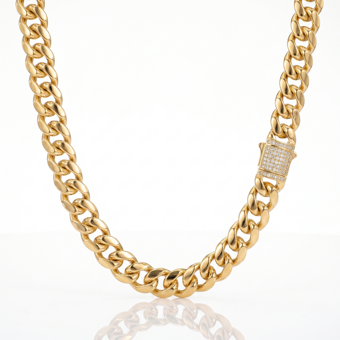 Cadena Cubana Oro – 12 mm – Silver Ice 01