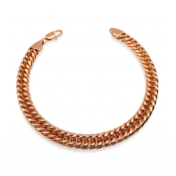Pulsera Doble Cubana Oro Goldfilled Rosa - 7mm – Silver Ice 01