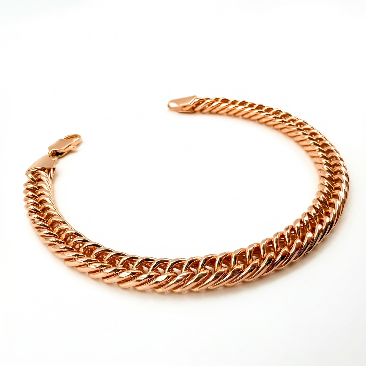 Pulsera Doble Cubana Oro Goldfilled Rosa - 7mm – Silver Ice 02
