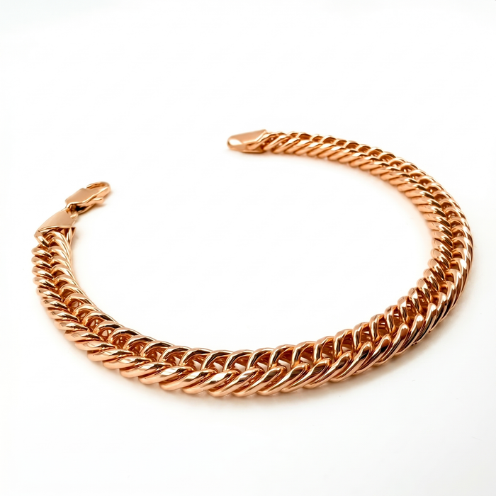 Pulsera Doble Cubana Oro Goldfilled Rosa - 7mm – Silver Ice 02