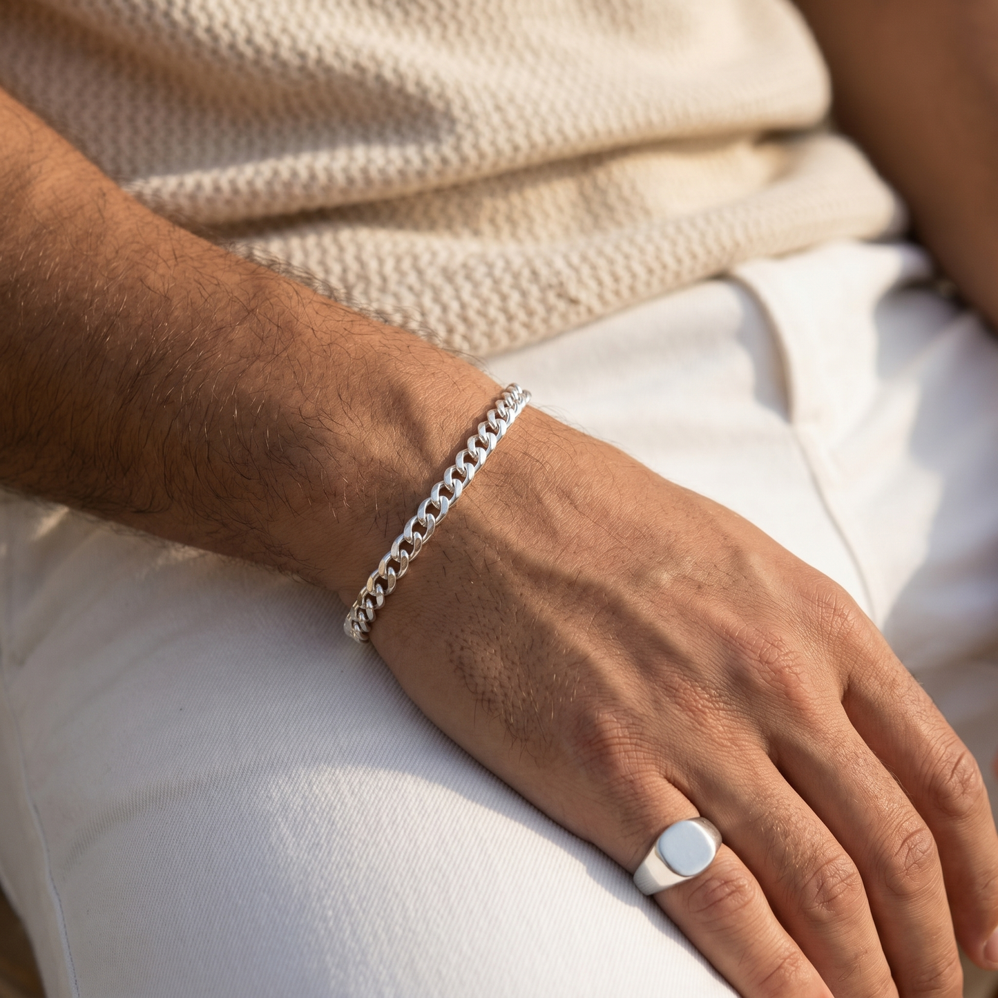 Pulsera grumet plata 925 5mm en muñeca de hombre | Silver Ice