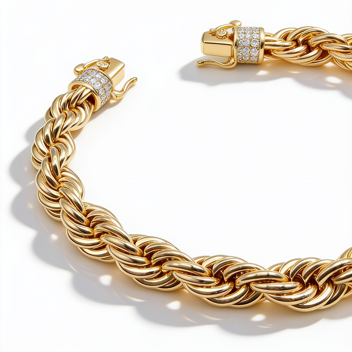 Pulsera Turbillón Oro Goldfilled – 7mm con broche Pavé