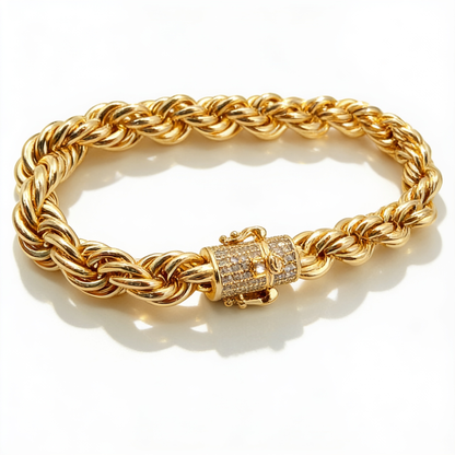 Pulsera Turbillón Oro Goldfilled – 7mm con broche Pavé