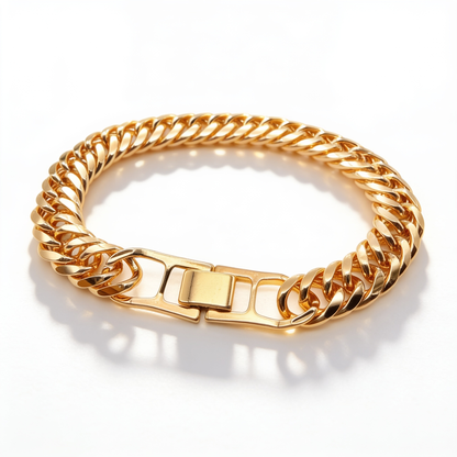 Pulsera Miami Cubana Oro Goldfilled Rosa - 9mm