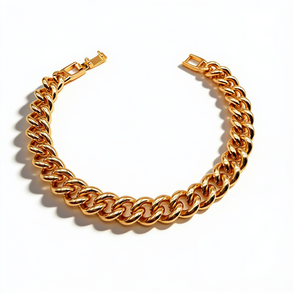 Pulsera Cubana Clásica  Oro Goldfilled Rosa - 9mm
