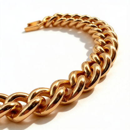 Pulsera Cubana Clásica  Oro Goldfilled Rosa - 9mm