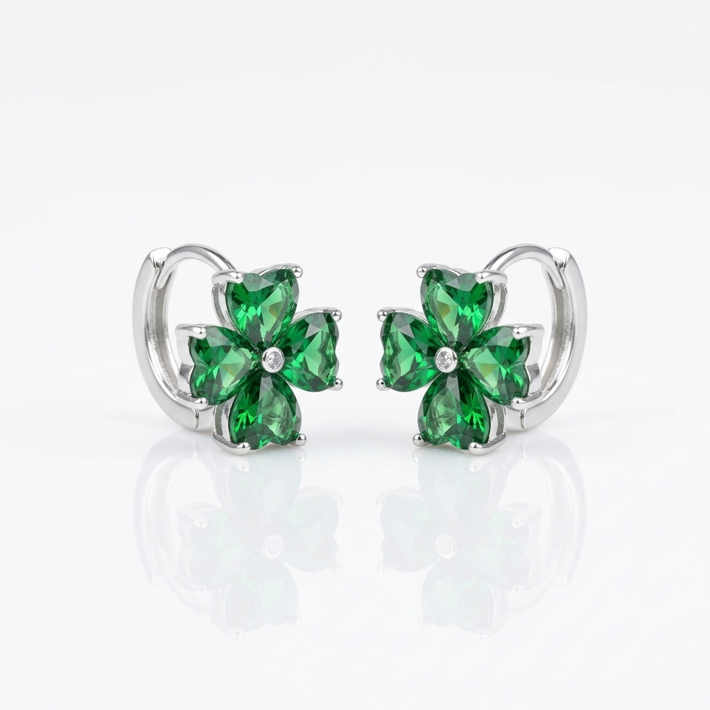 Aros Resplandor Esmeralda - Plata 925