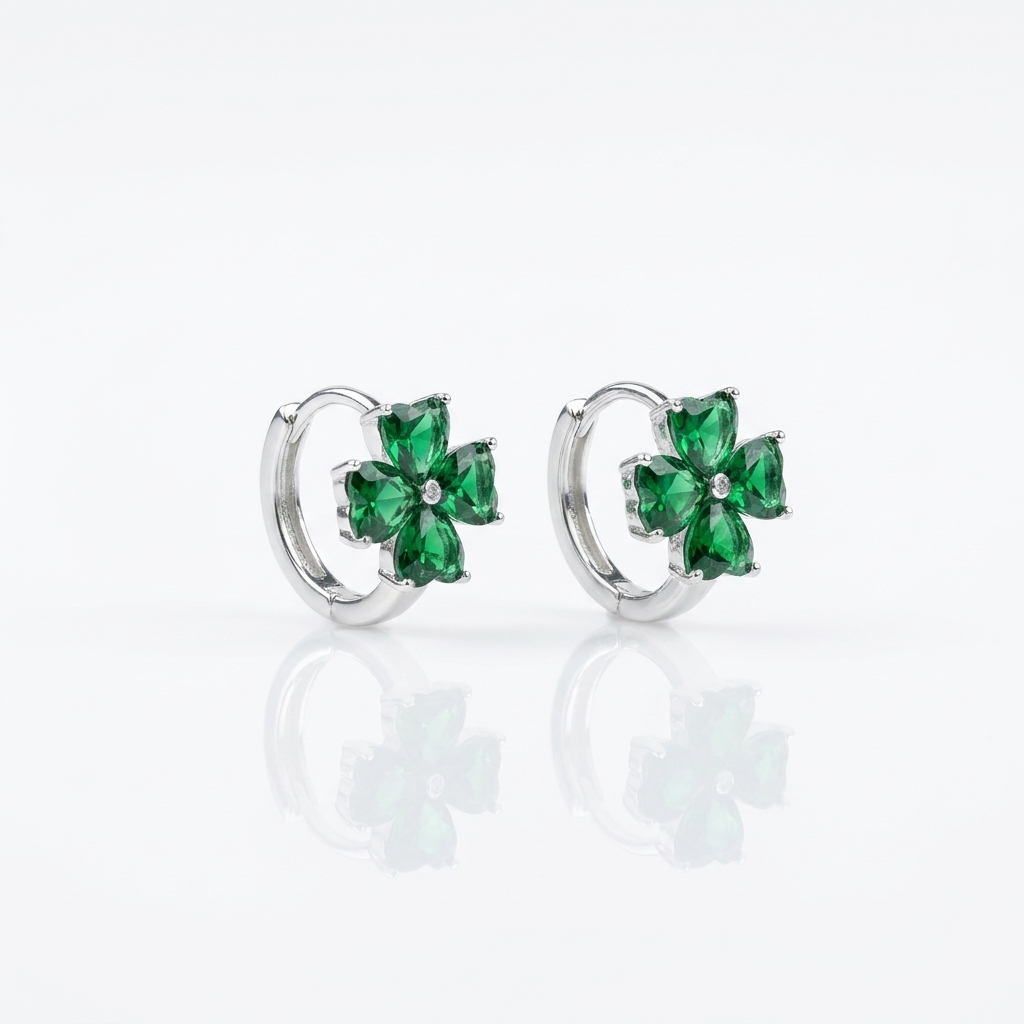Aros Resplandor Esmeralda - Plata 925