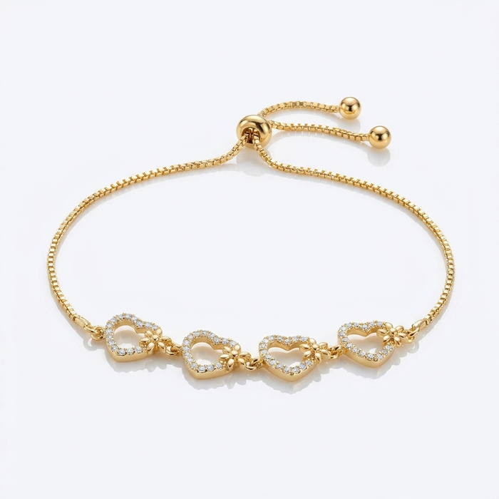 Pulsera Corazones Oro Goldfilled