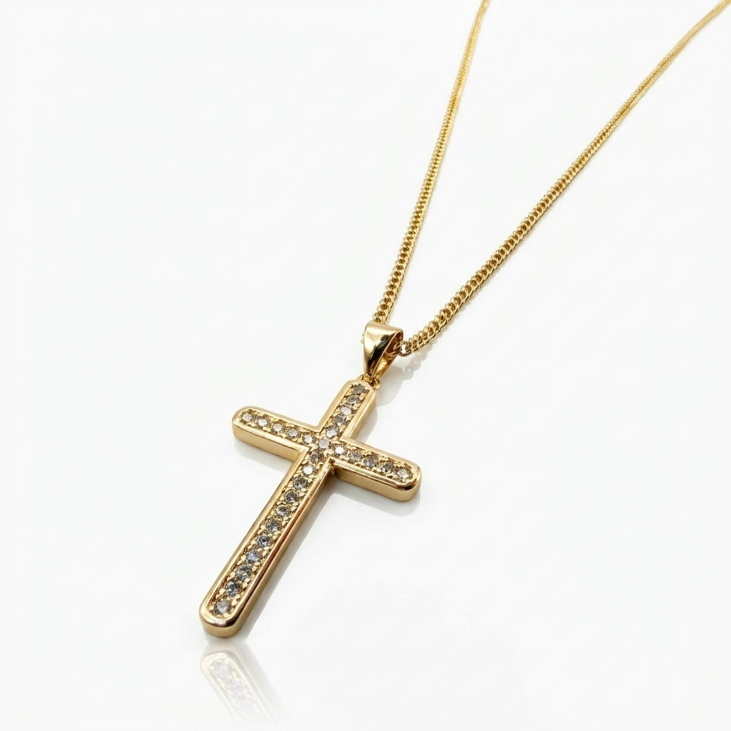 Cadena Cruz Sagrada Oro Goldfilled – 2 mm